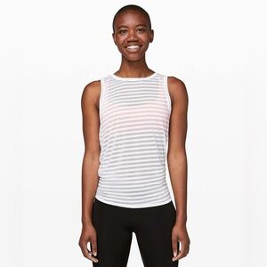 NEW Lululemon Meet Halfway Tank White Stripe Open Back Size 4 NWT